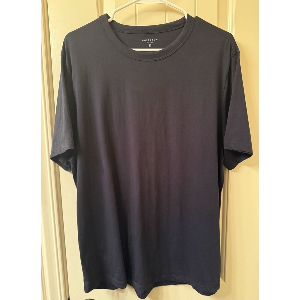 Mott & Bow The Driggs Crew Neck T-Shirt XL Dark Navy Blue 100% Cotton Peru